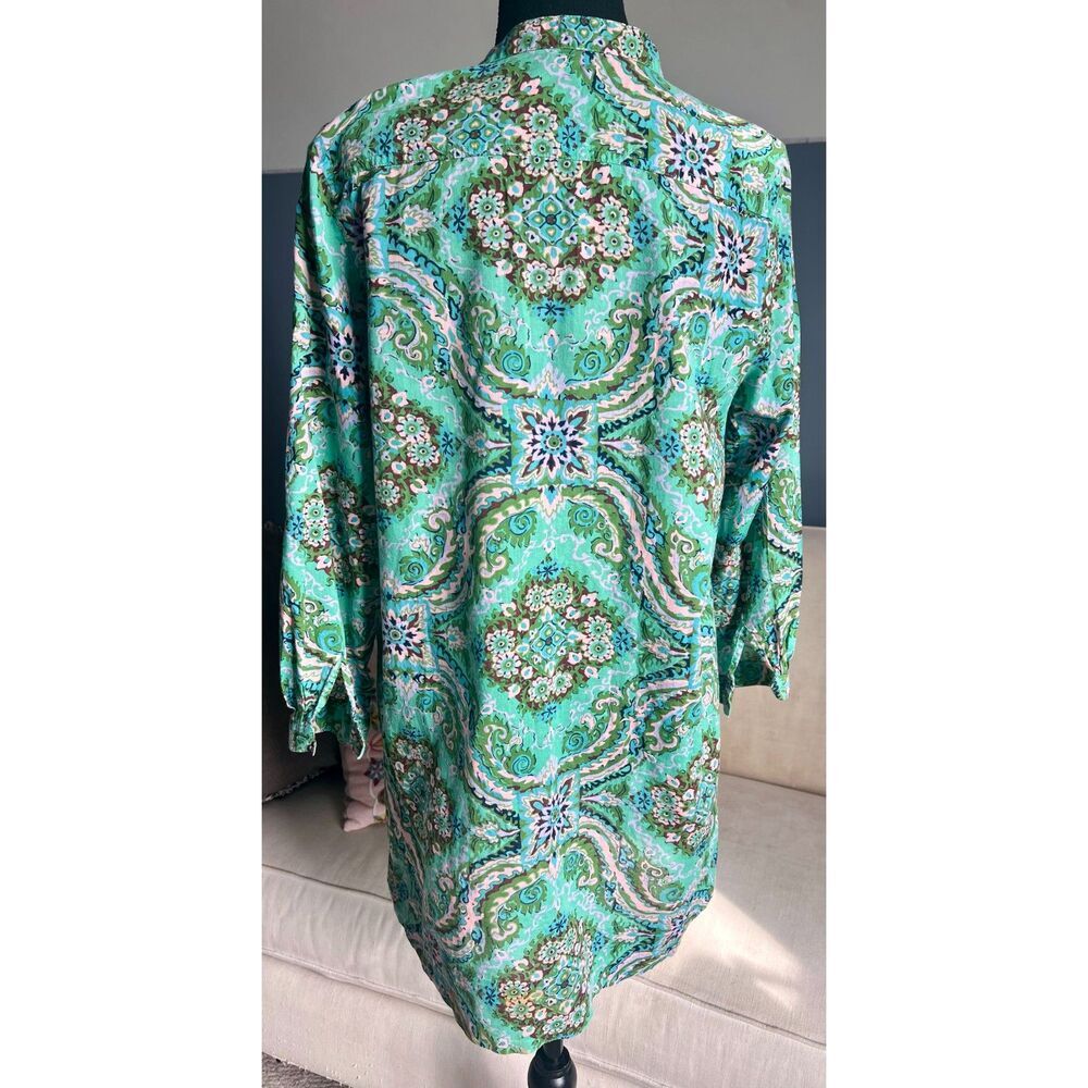 Woman’s J. Crew Floral/Geometric Dress or Tunic or Cover Up in Green Multicolor - Picture 2 of 8